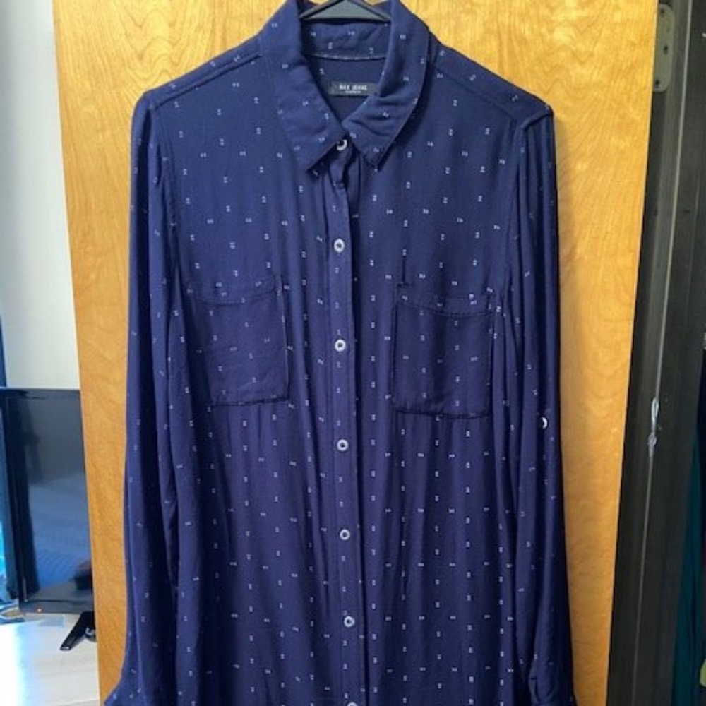 Max Jeans Navy Button-Down Shirt Dress